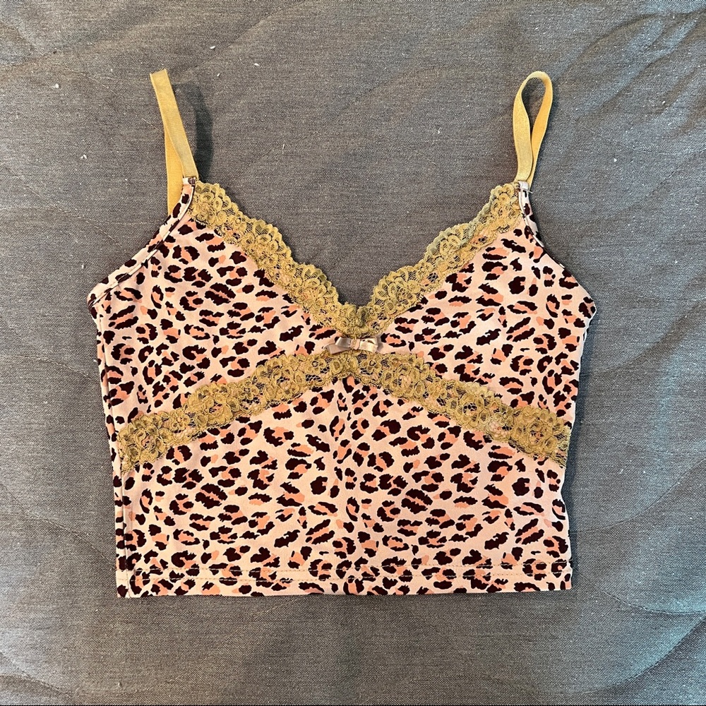 Leopard print brown y2k cami tank top